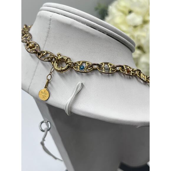 Gas Bijoux Alegria Chain Link Necklace with semi-precious stones 
24k Gold Plate - Picture 3 of 9